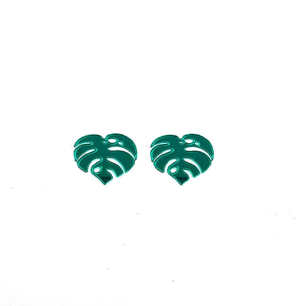 Charm de hoja de costilla de adan en color verde